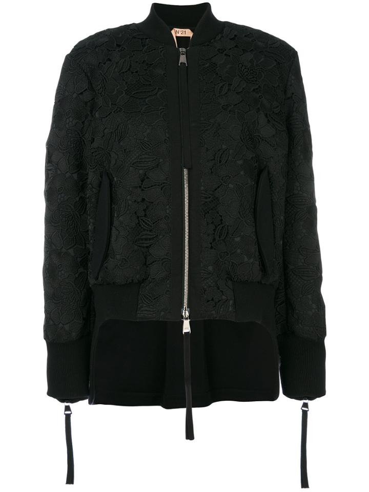 No21 Lace Bomber Jacket - Black