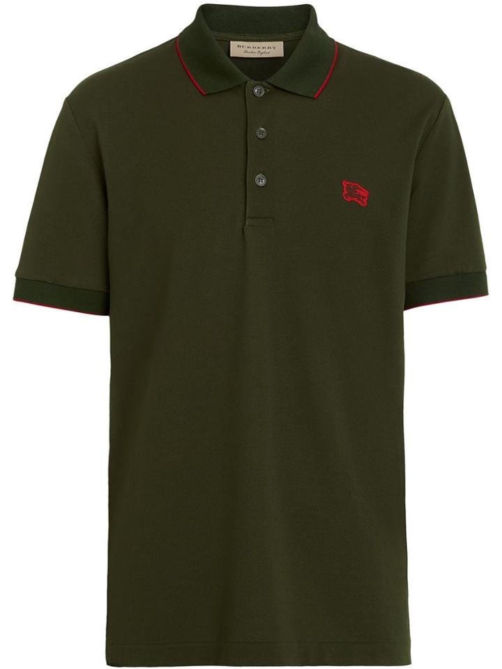Burberry Tipped Cotton Piqué Polo Shirt - Green
