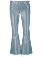 Marques'almeida - Metallic-sheen Cropped Jeans - Women - Cotton/polyester/rayon - S, Grey, Cotton/polyester/rayon