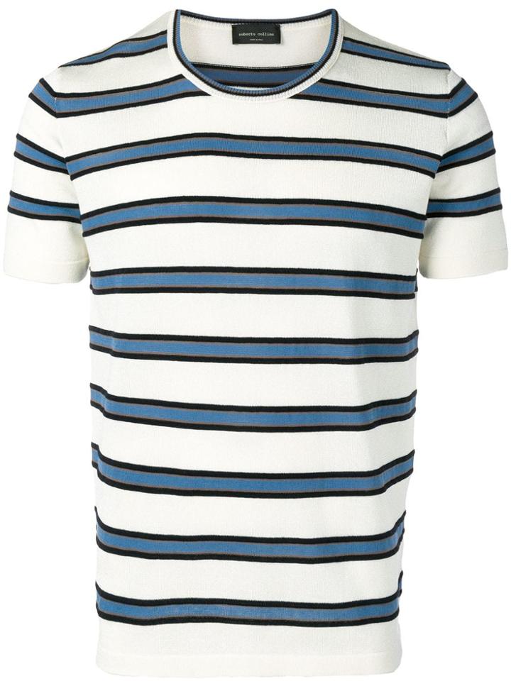 Roberto Collina Knitted Stripe Jumper - White