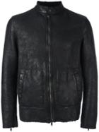 Salvatore Santoro Zip-up Leather Jacket, Men's, Size: 50, Black, Leather/cotton
