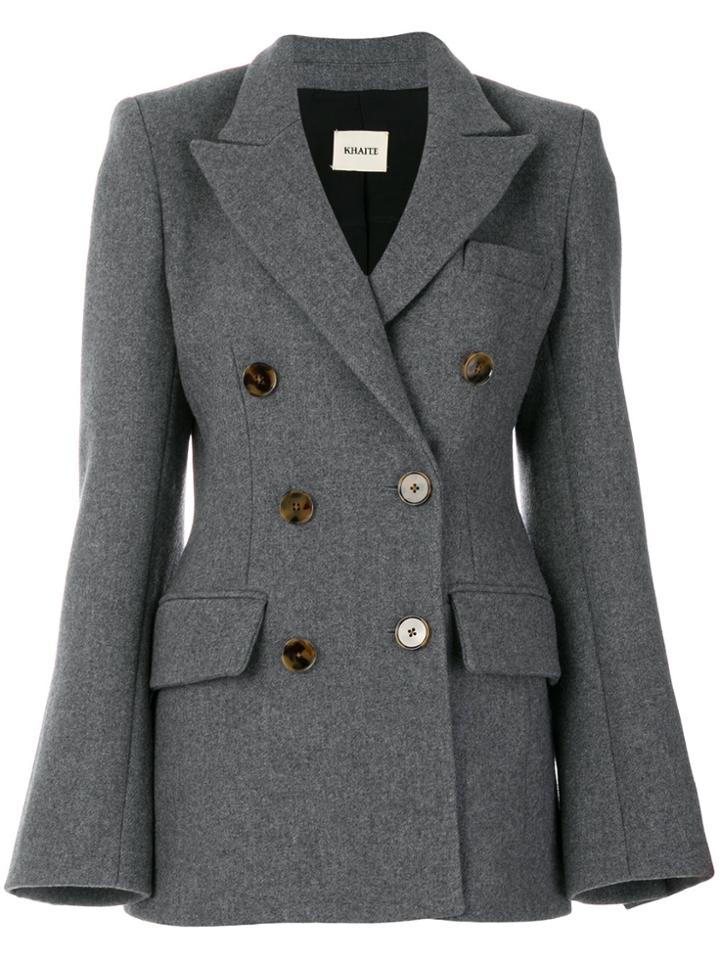 Khaite Double Breasted Tailored Blazer - Grey