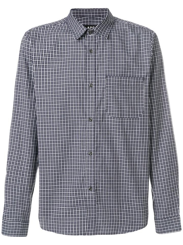 A.p.c. Trek Micro Check Shirt - Blue