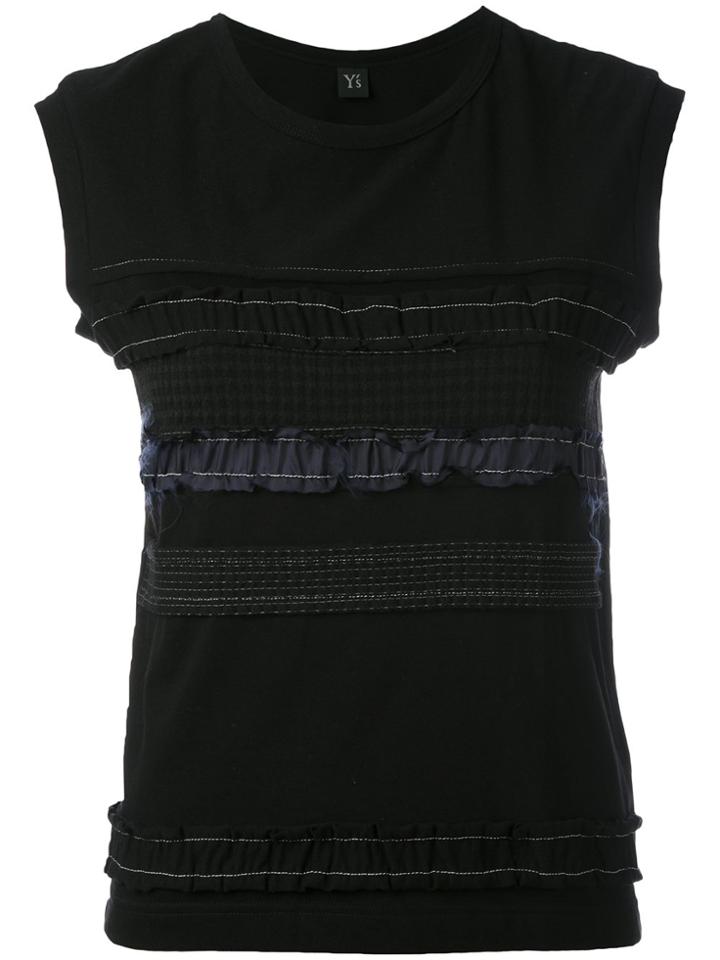 Y's Sleeveless Ruffle T-shirt - Black