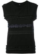 Y's Sleeveless Ruffle T-shirt - Black