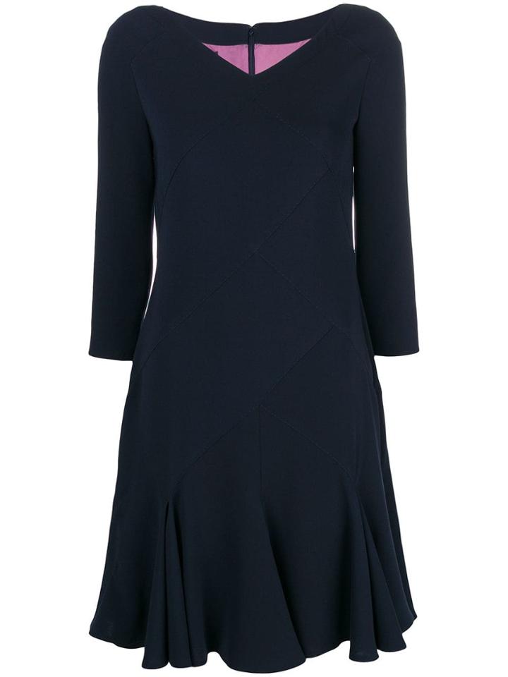 Talbot Runhof Ruffle Hem Midi Dress - Blue