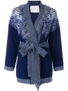 Giada Benincasa Pattern Knit Tie Waist Cardi-coat - Blue
