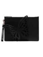 Sophia Webster Black Flossy Butterfly Leather Clutch Bag