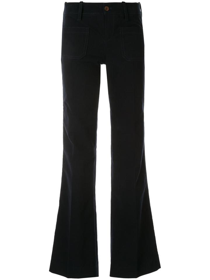 Victoria Victoria Beckham Patch Pocket Flared Trousers - Blue