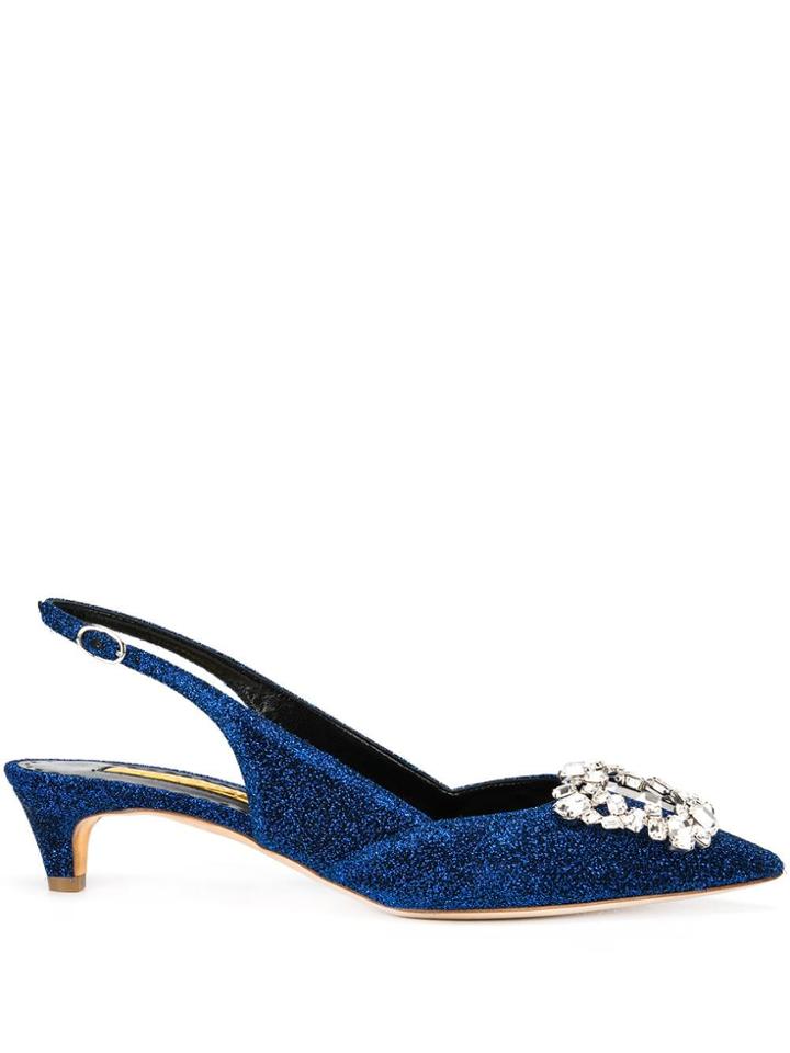 Rupert Sanderson Crystal-embellished Pumps - Blue