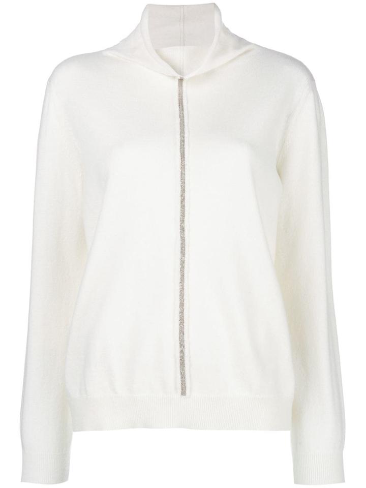 Fabiana Filippi Bead Embellished Zipped Cardigan - White