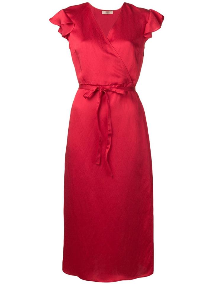Twin-set Mid-length Wrap Dress - Red