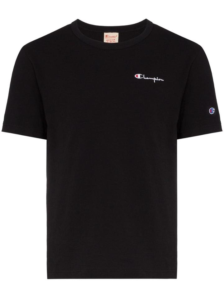 Champion Logo Print Cotton T-shirt - Black