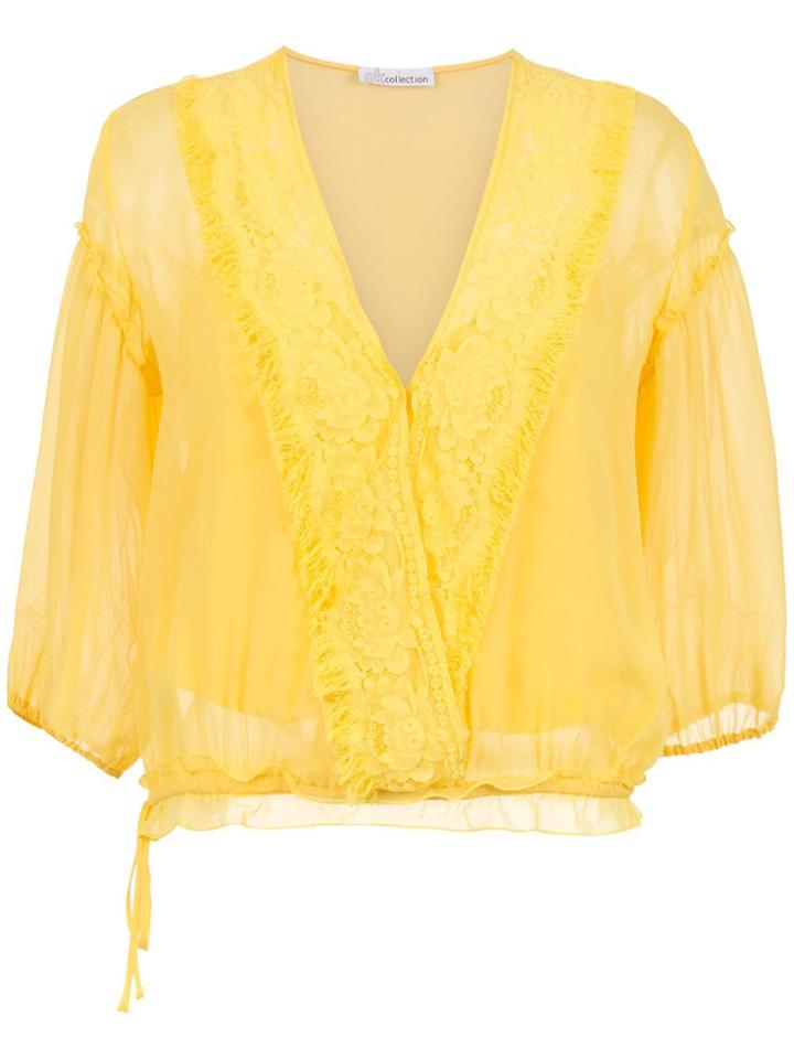 Nk Lace Panels Silk Blouse - Yellow