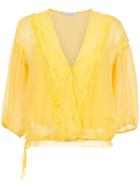 Nk Lace Panels Silk Blouse - Yellow