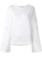 Marni Oversized Pocket Sleeve Sweatshirt, Women's, Size: 42, White, Cotton/linen/flax