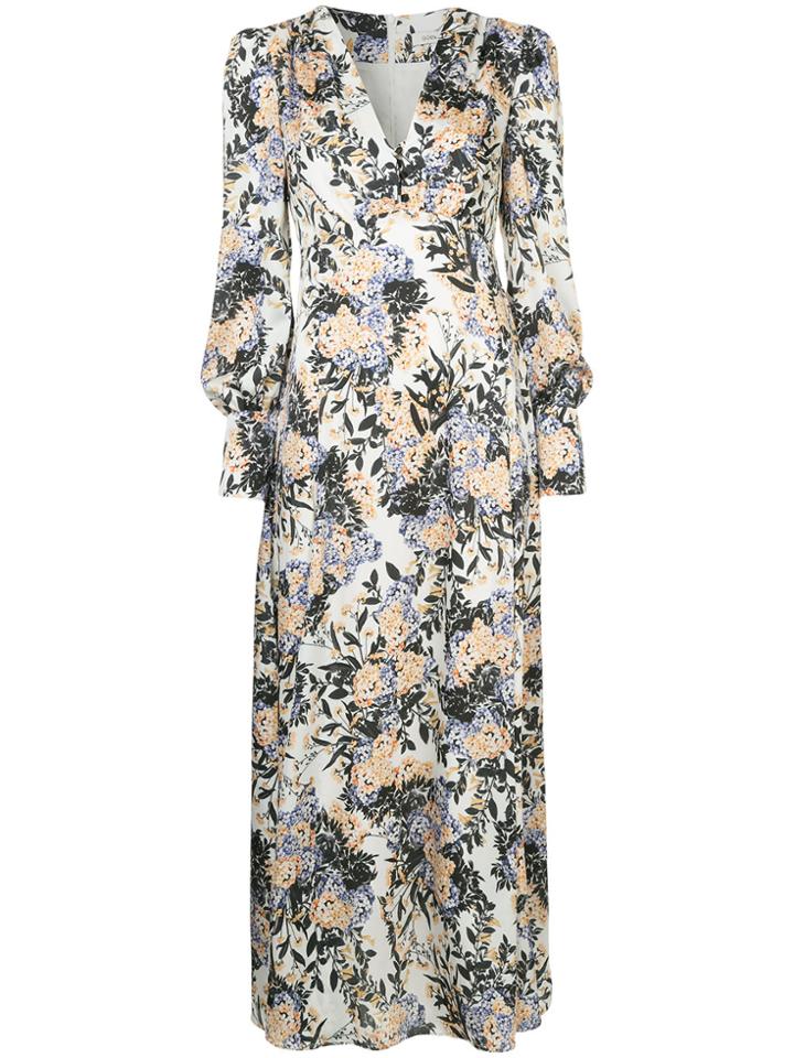 Goen.j Puff Shoulder Floral Dress - Multicolour