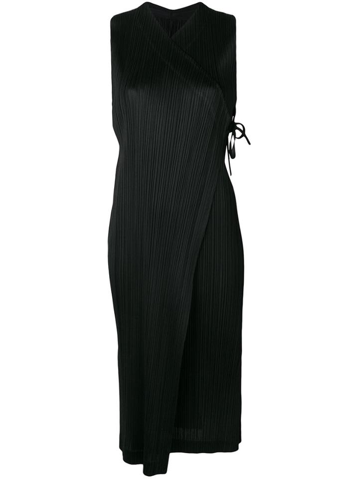 Pleats Please By Issey Miyake Pleated Wrap Dress - Black