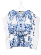 Roberto Cavalli Kids Baroque Print Tunic - White