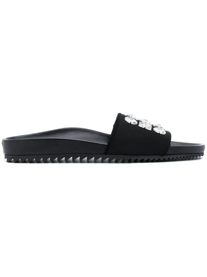 Pedro Garcia Amery Embellished Slides - Black