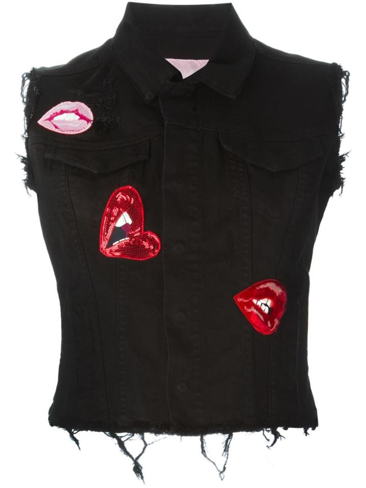 Giamba Lips Patch Denim Gilet