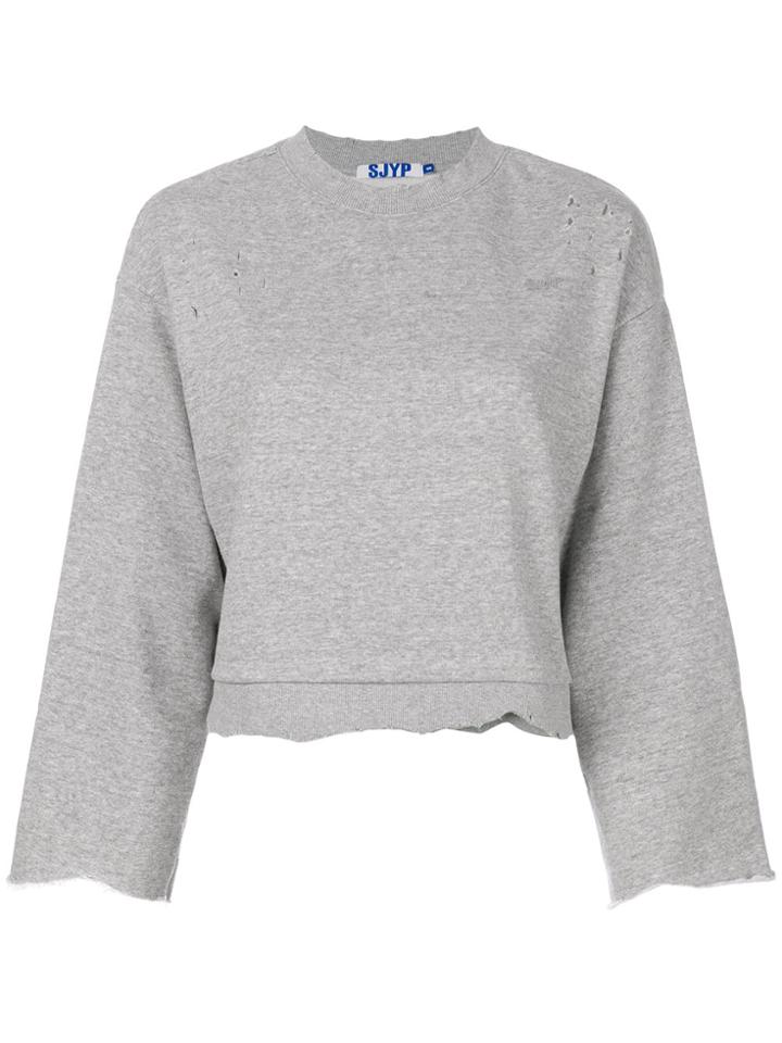 Sjyp Ripped Sweatshirt - Nude & Neutrals