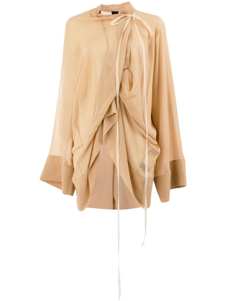 Vera Wang Ruched Blouse - Neutrals