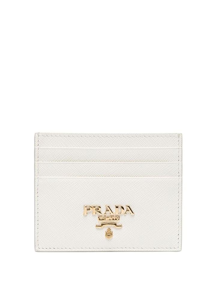 Prada Logo Plaque Cardholder - White