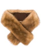 Liska Fur-trimmed Scarf - Brown