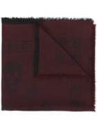 Alexander Mcqueen 'skull' Scarf, Men's, Red, Cotton/viscose