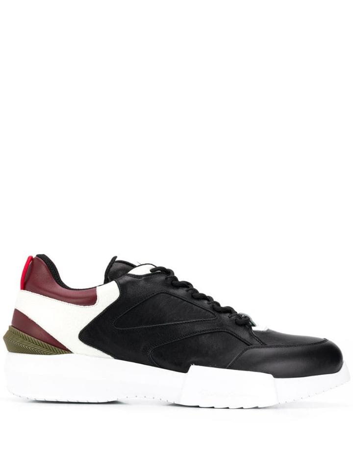 Giorgio Armani Lace-up Leather Sneakers - Black