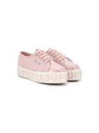 Superga Kids Logo Print Chunky Heel Sneakers - Pink