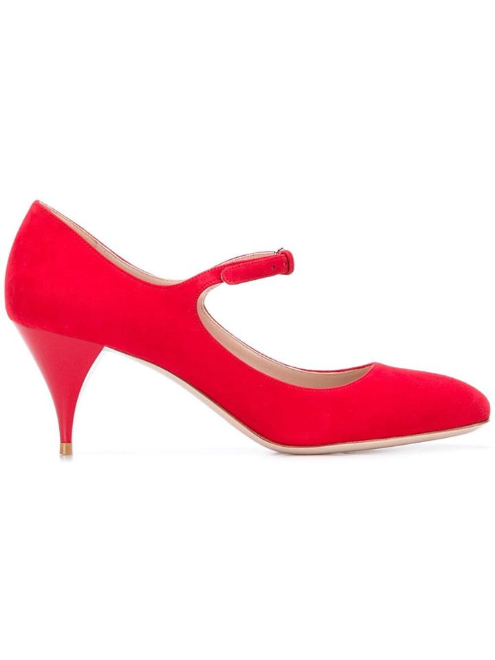 Miu Miu Buckled Round Toe Pumps - Red