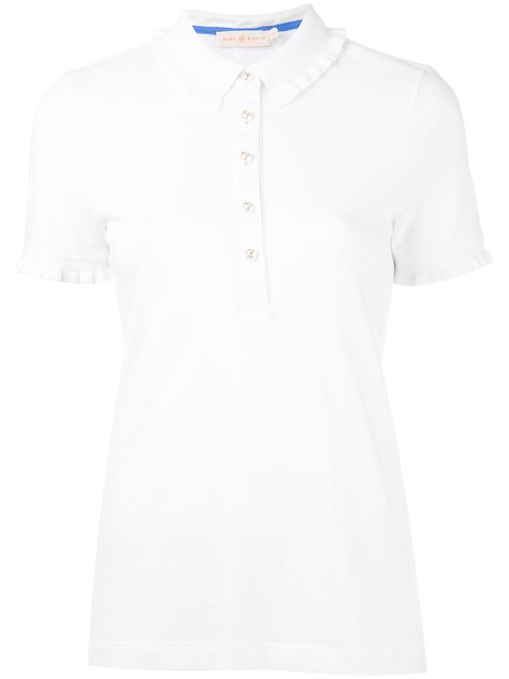 Tory Burch - Decorative Button Polo Shirt - Women - Cotton/spandex/elastane/modal - Xs, Women's, White, Cotton/spandex/elastane/modal