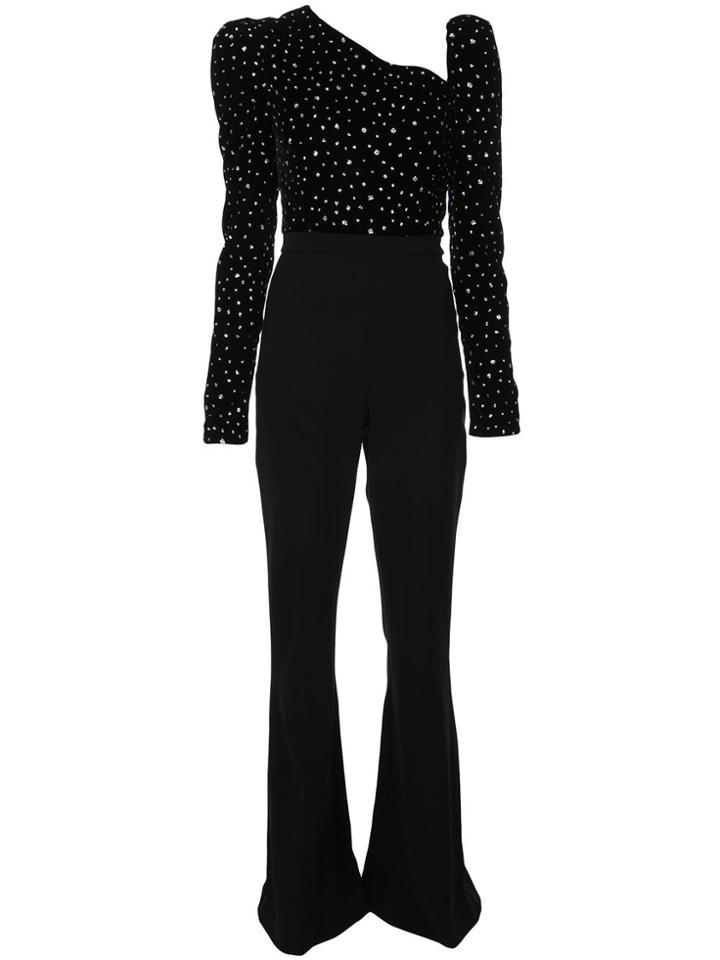 Christian Siriano Crystal Embellished Flared Jumpsuit - Black