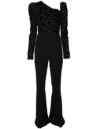 Christian Siriano Crystal Embellished Flared Jumpsuit - Black