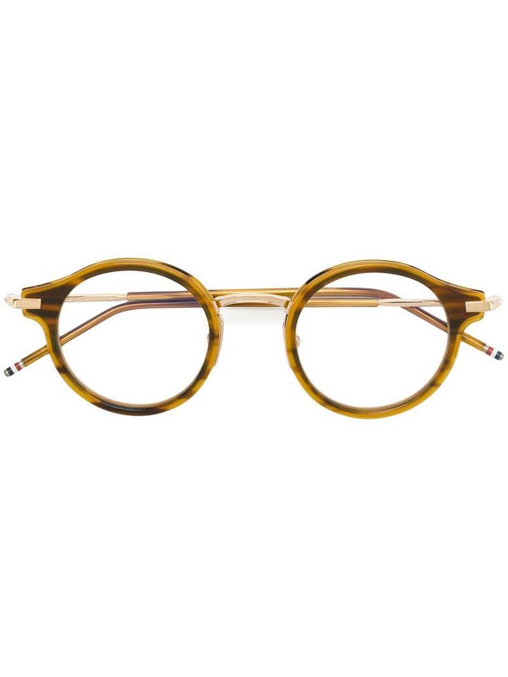 Thom Browne Eyewear Walnut & 18k Gold Optical Glasses