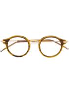 Thom Browne Eyewear Walnut & 18k Gold Optical Glasses
