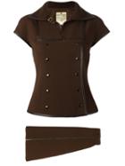 Courrèges Vintage Piped Skirt Suit, Women's, Size: 36, Brown