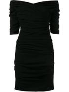 Dolce & Gabbana Ruched Cocktail Dress, Women's, Size: 44, Black, Silk/polyamide/spandex/elastane/virgin Wool