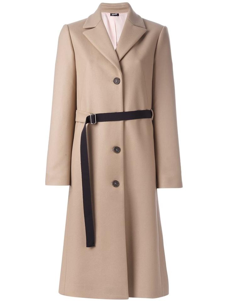 Jil Sander Navy Belted Buttoned Coat
