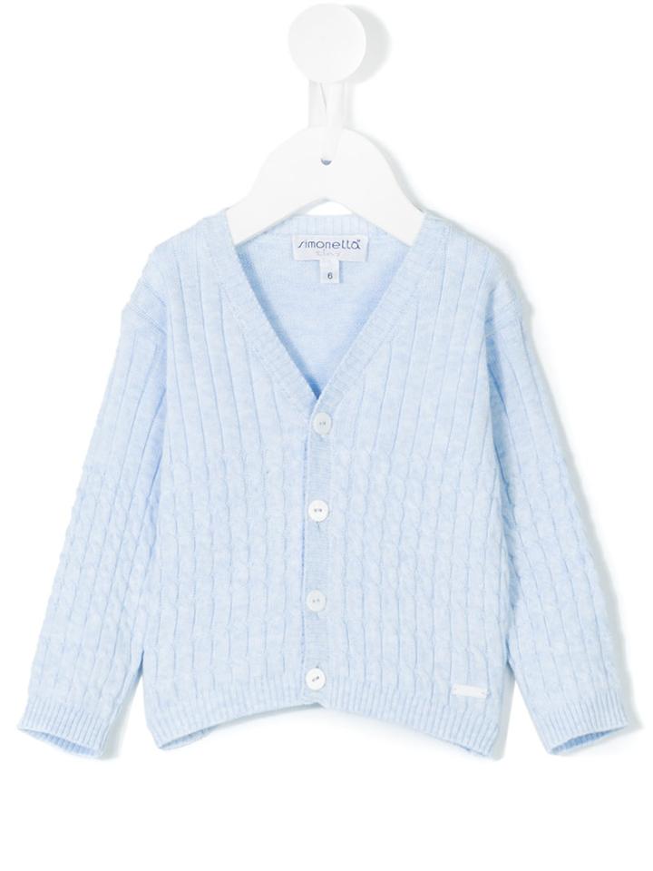 Simonetta - V-neck Cardigan - Kids - Cotton - 3 Mth, Blue