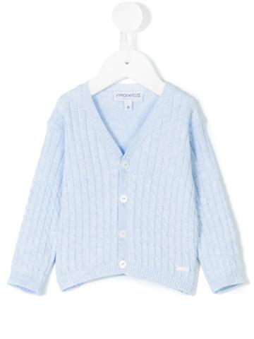 Simonetta - V-neck Cardigan - Kids - Cotton - 3 Mth, Blue