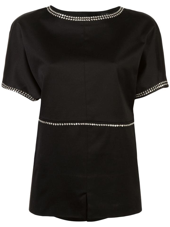 Derek Lam Studded Cotton Sateen Boxy Top - Black