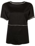 Derek Lam Studded Cotton Sateen Boxy Top - Black
