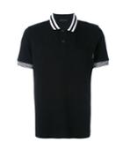 Prada Striped Collar Polo Shirt, Men's, Size: Medium, Black, Cotton