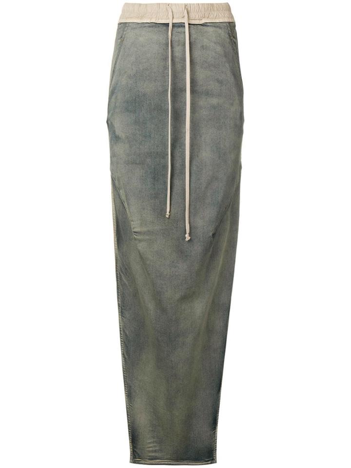 Rick Owens Side Slit Denim Effect Skirt - Grey