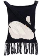 Jw Anderson Swan Intarsia Knitted Bag - Blue