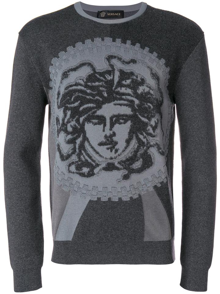 Versace Medusa Print Jumper - Grey