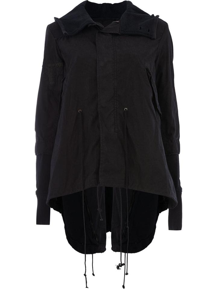 Greg Lauren Cropped Fishtail Parka - Black